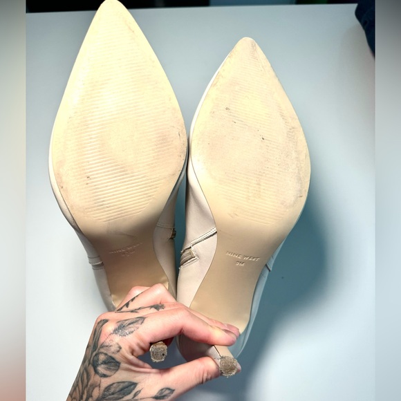 Nine West white white ankle leather booties - Picture 4 of 6